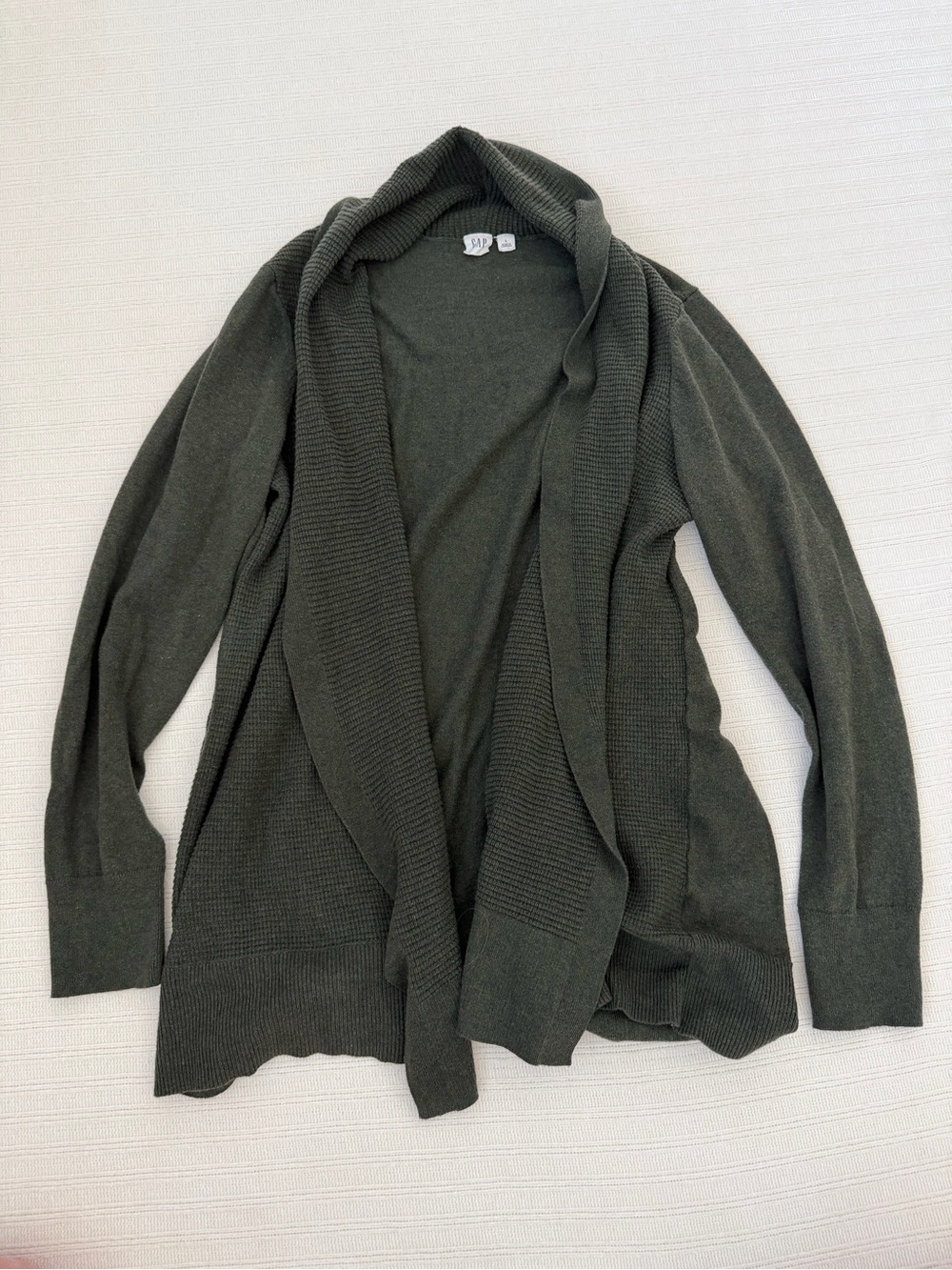 Gap Women's Olive Green Open-Front Cardigan Sweater BeS2